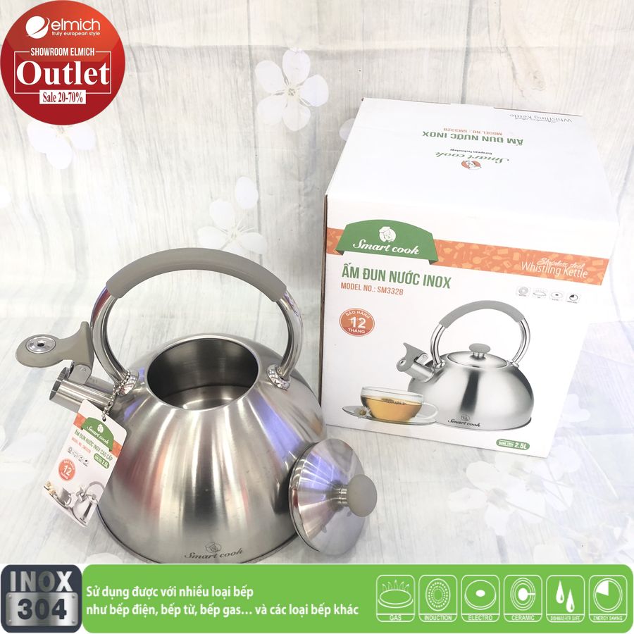 Ấm Siêu Tốc Đun Từ Inox 304 Smartcook EL3328 2.5L Hàng Chính Hãng