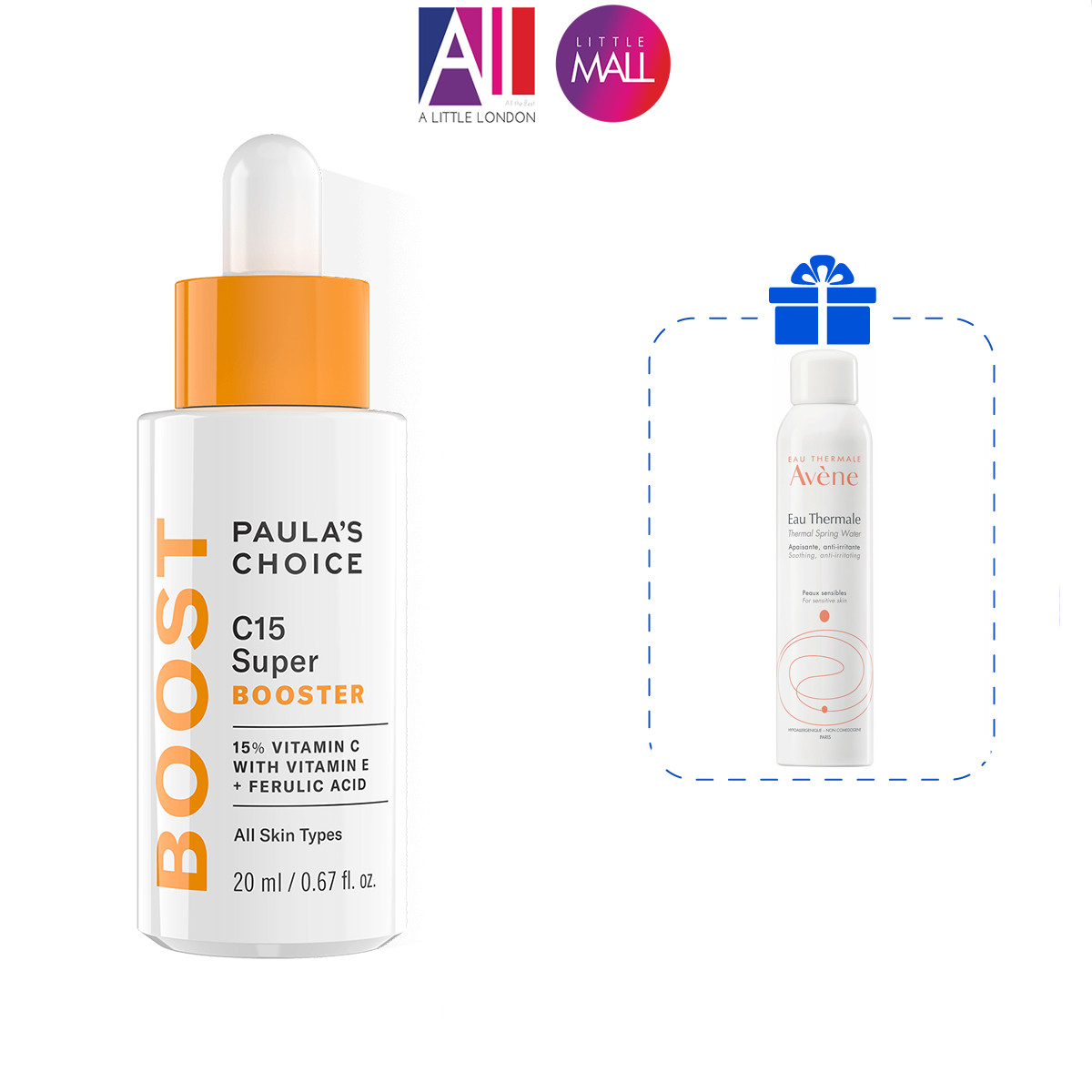 Tinh chất làm sáng da chống lão hóa Vitamin C Paula's Choice C15 super booster 20ml TẶNG xịt khoáng Avene (Nhập khẩu)