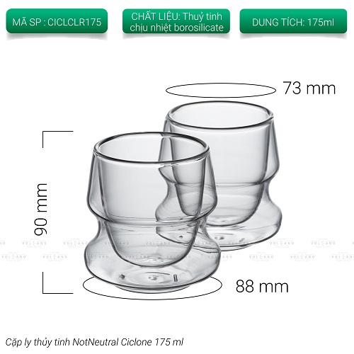 Cặp ly thủy tinh NotNeutral Ciclone Demitasse cà phê 2 lớp