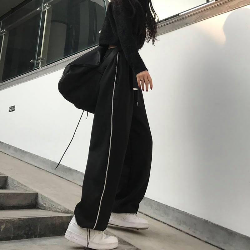 Quần jogger thun unisex 1 SỌC cạp chun phom rộng dáng suông