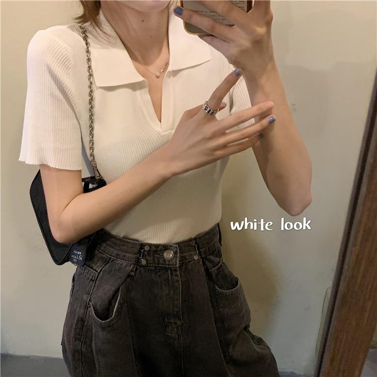 Áo Croptop GIÁ SỐC Áo Polo Nữ Basic Trơn Cộc Tay Freesize MONGTOGHI Mềm Mại Kiểu Tay Ngắn Có Cổ