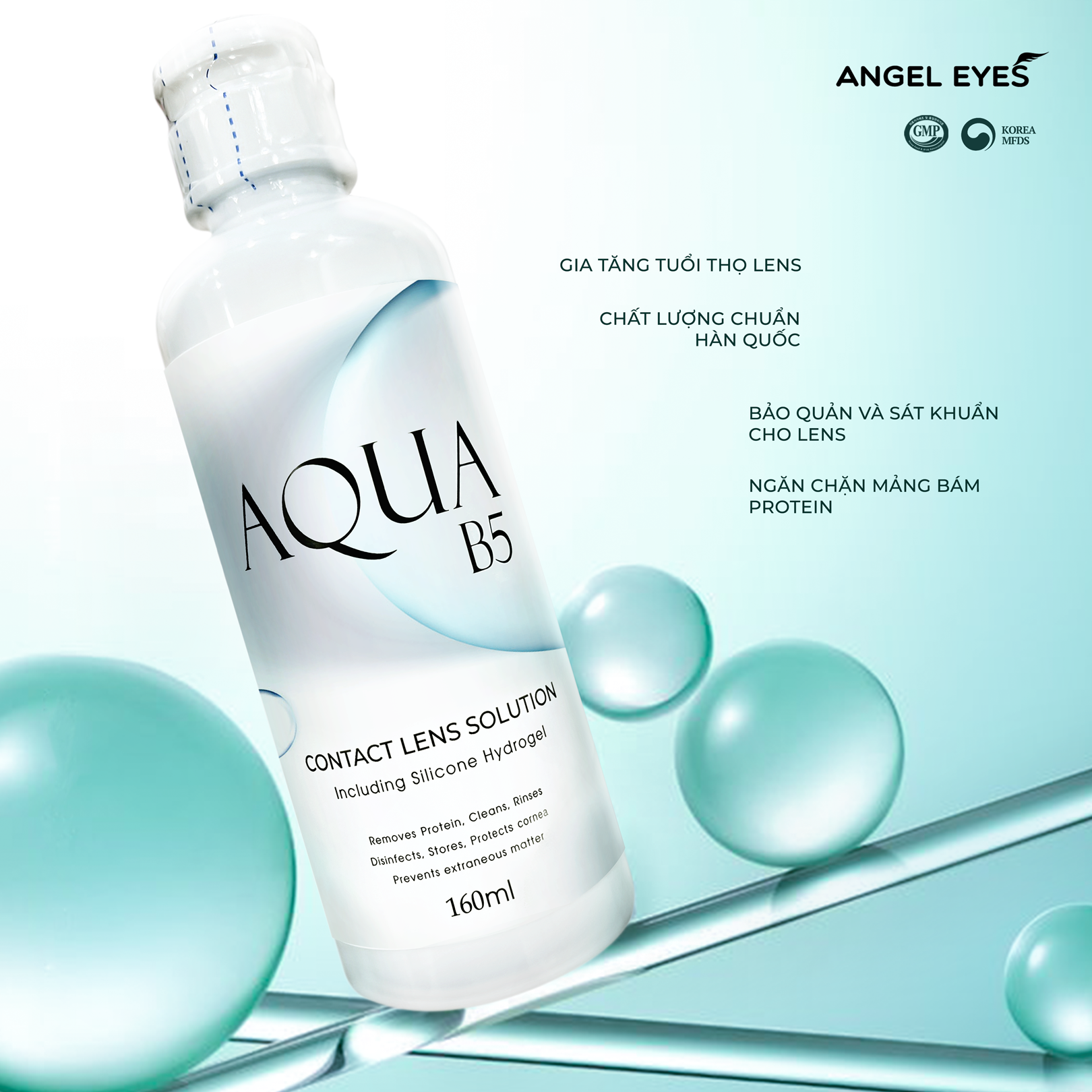 Nước ngâm lens Angel Eyes Aqua B5 dung tích 150ml và 360ml