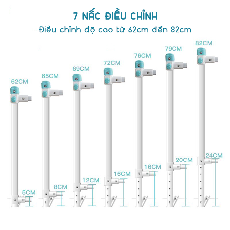 Thanh chắn giường cho bé an toàn cao cấp trượt lên trượt xuống nút bấm hiện đại cao khoá an toàn 82 cm Aachmann giá bán 1 thanh