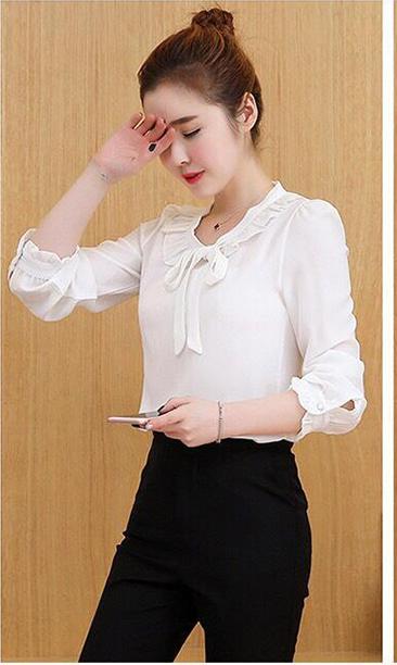 Áo Sơ Mi Nữ Đính Nơ Thời Trang