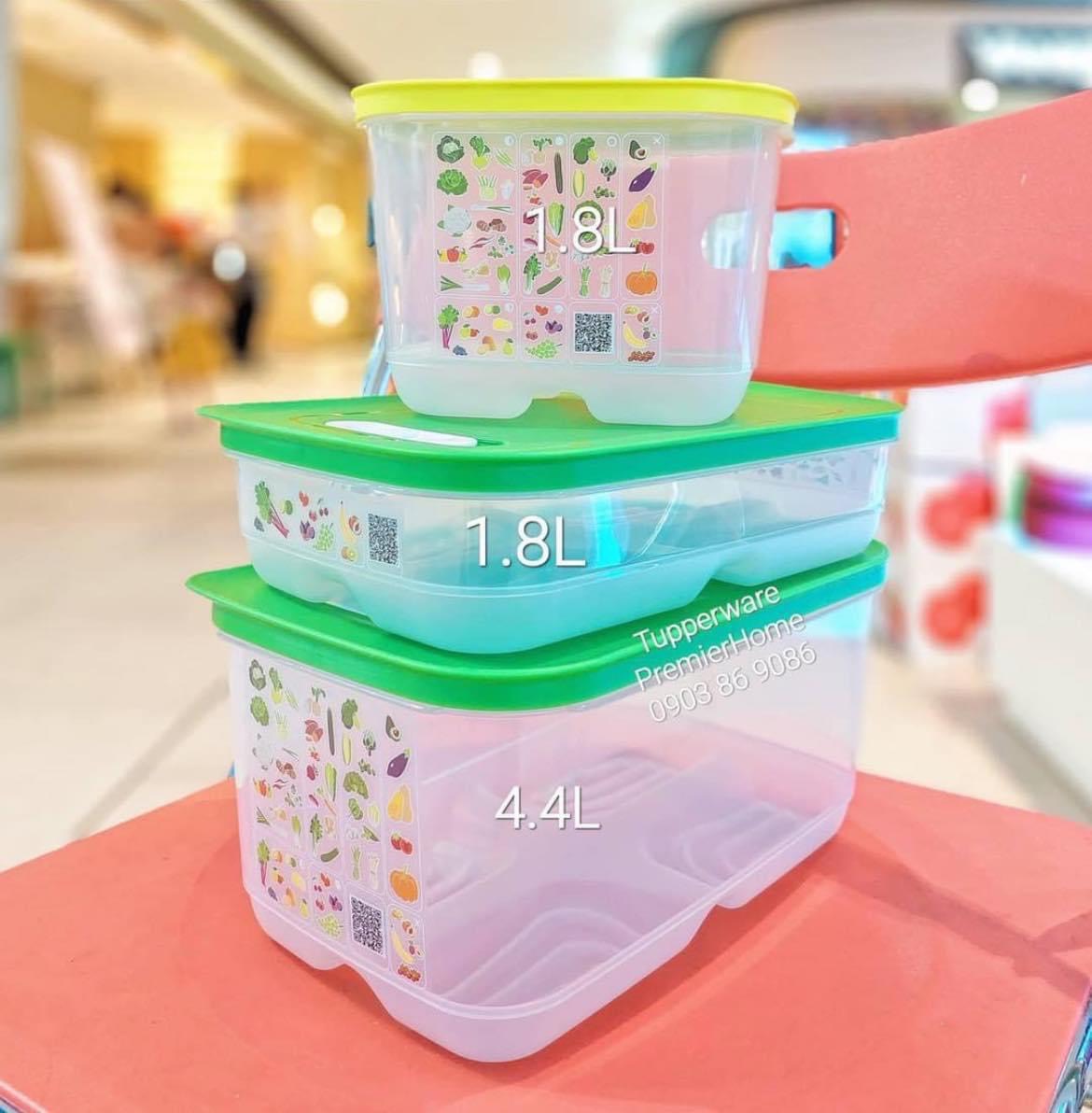 Set 3 hộp trữ mát Tupperware có nút hô hấp Ventsmart