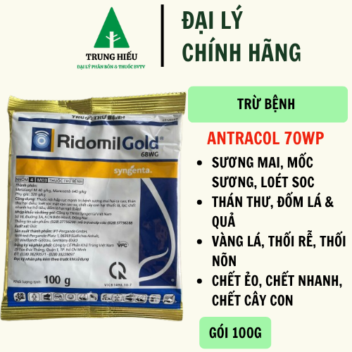 RIDOMINGOL 68WG trừ bệnh thối rễ thán thư chết nhanh đốm lá gói 100gr