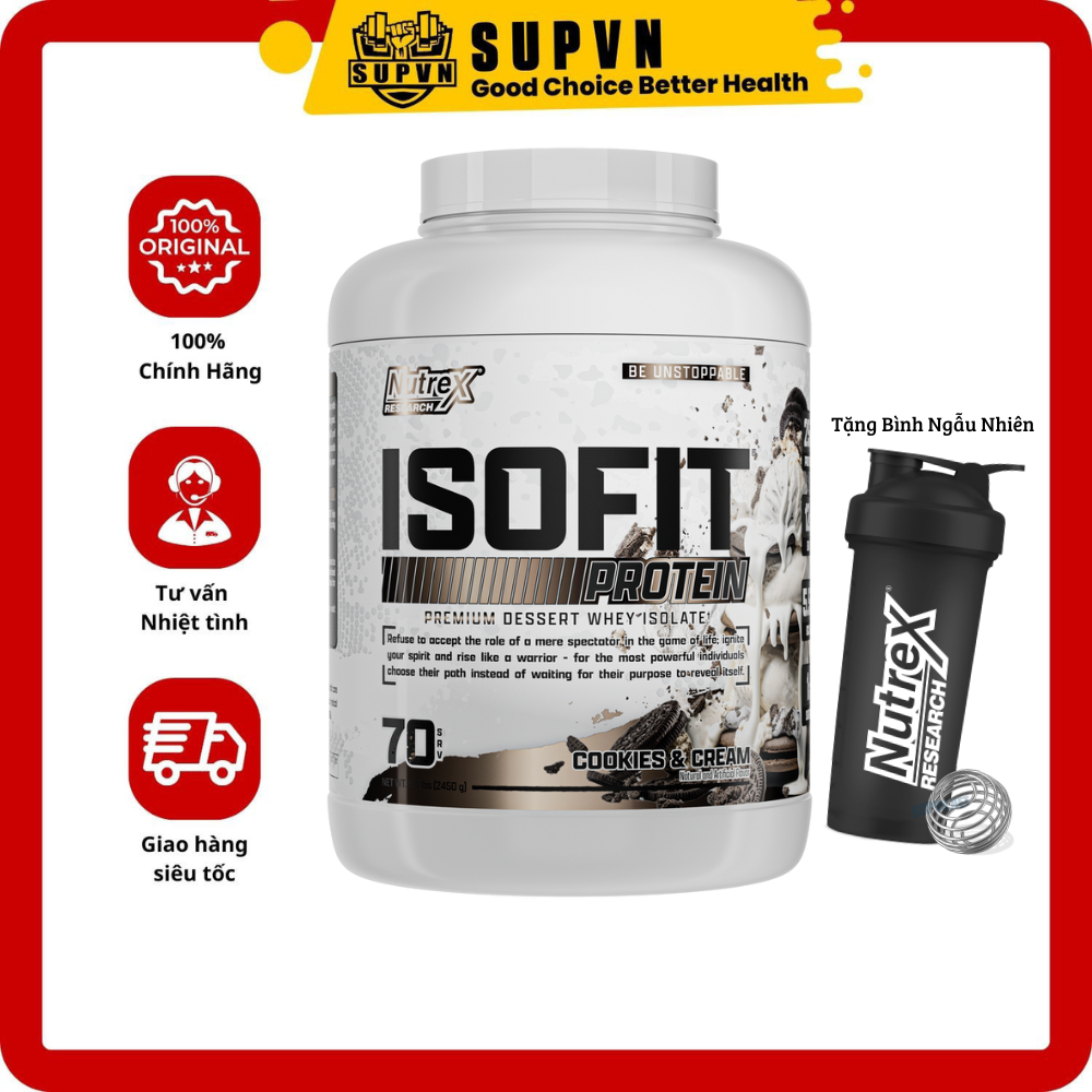 IsoFit Nutrex (5lbs) 70 Lần Dùng - Sữa Tăng Cơ Isolate Tinh Khiết Whey Protein Iso Fit