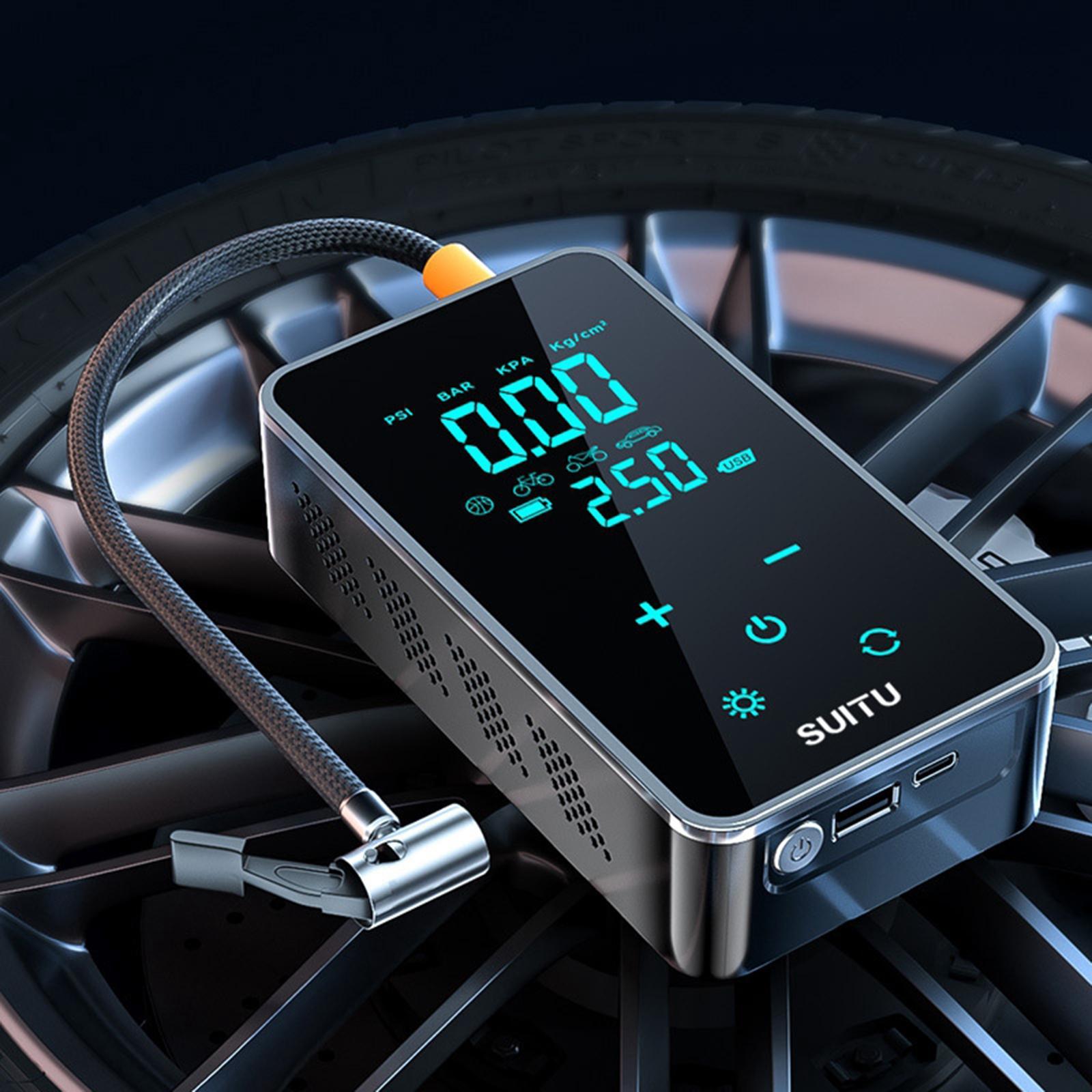 Tire Pump Tire Inflator 5V1A Multifunctional Charging Stop Rechargeable Mini Car with Cable Tire Inflatable Pump Touch Screen