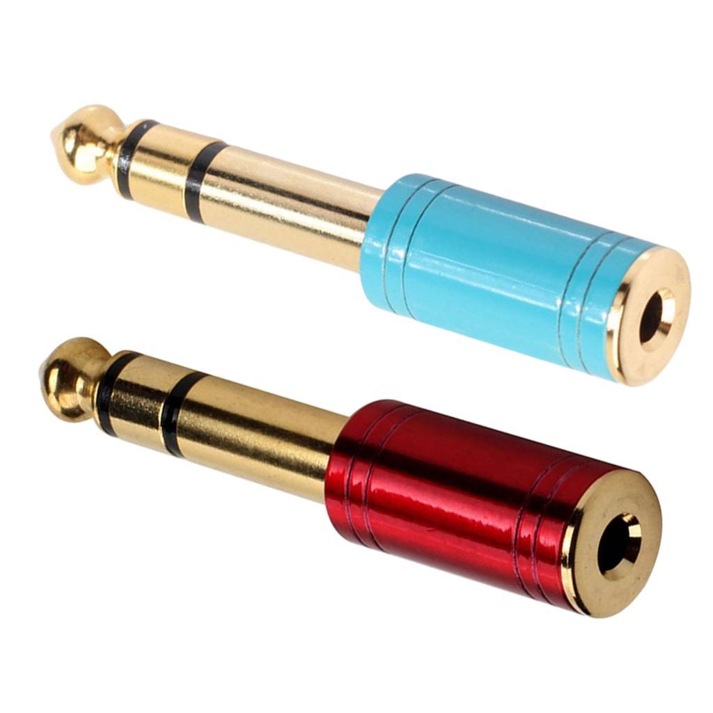 Metal 3.5mm Female to 6.5 Male Audio Stereo Headset Adapter Converter Red