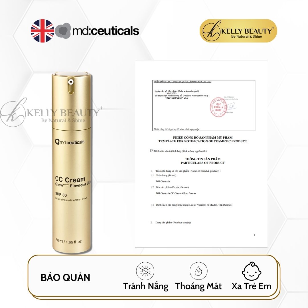 Kem Nền Che Khuyết Điểm Chống Nắng CC Cream Glow Flawless Skin SPF 30 - MD:Ceuticals | Kelly Beauty