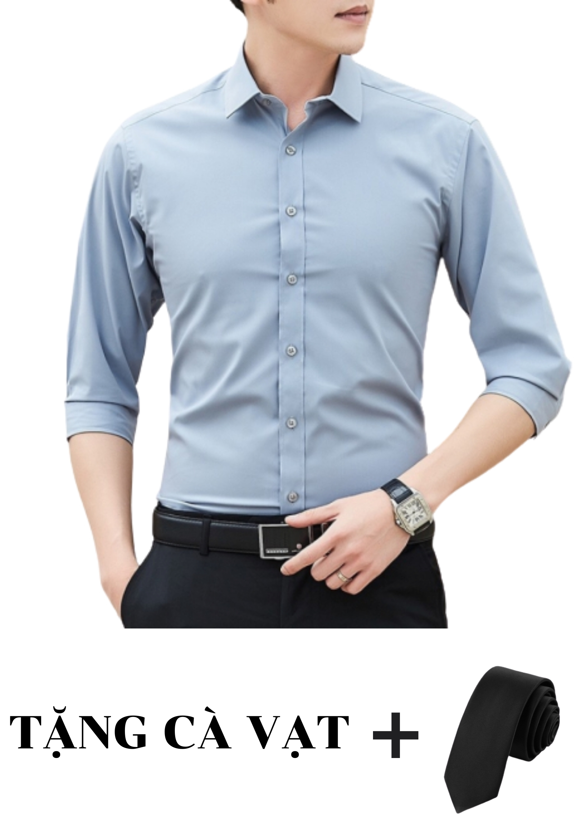 Áo Sơ Mi Nam Trơn Dài Tay Công Sở Tặng Cà Vạt Mẫu PG01 Thời Trang Nam Lịch Lãm
