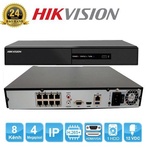 Đầu ghi hình IP 4 kênh-8 kênh-16 kênh Hikvision(vỏ nhựa).chuẩn nén H.265+, độ phân giải 4Mp,cổng PoE chuẩn 802.3af/at- Hàng Chính Hãng