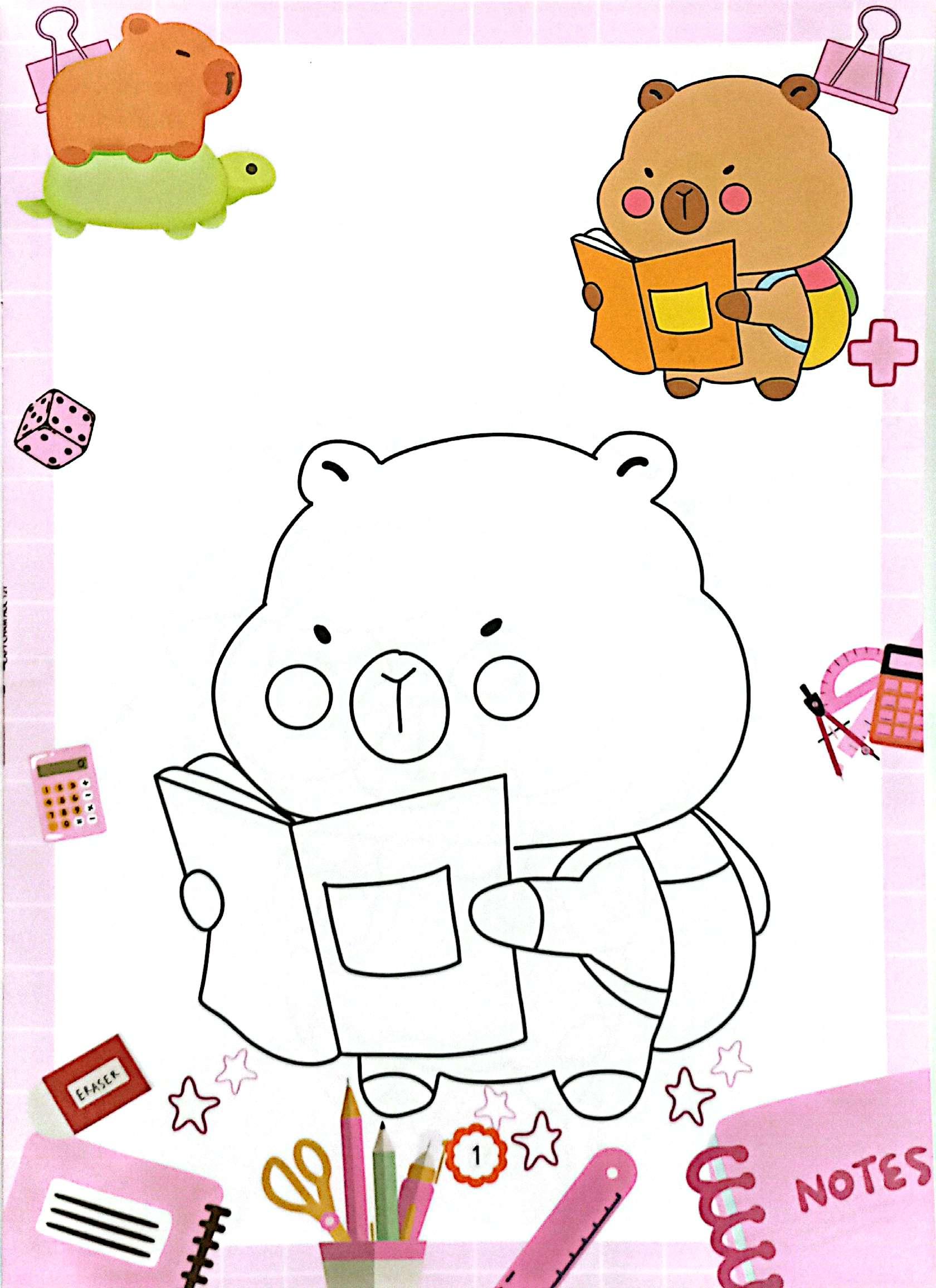 Sách - Sticker Tô Màu - Capybara Chăm Học