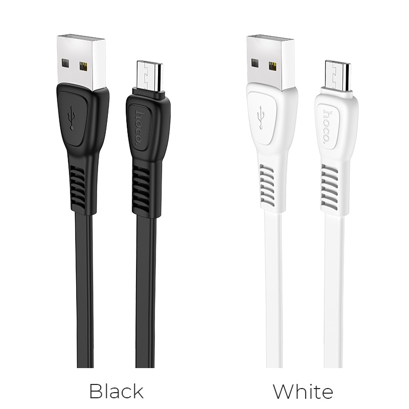 Cáp sạc dẹt chuẩn Micro USB Hoco, hỗ trợ sạc nhanh 2.4A, chất liệu TPE siêu bền, hạn chế rối, dài 100cm dành cho Samsung, Xiaomi, Huawei, Vivo, Sony, X40 - Hàng chính hãng