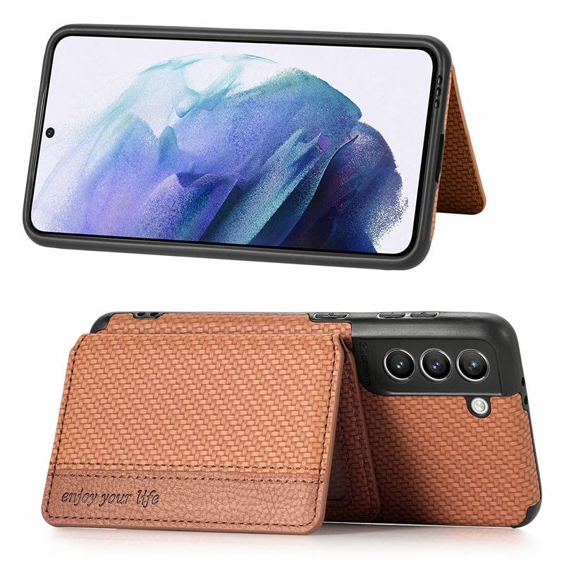 Ốp điện thoại TPU mềm có ví đựng thẻ họa tiết dệt cho Samsung Galaxy A31 A22 A71 A51 A52 A72 A82 5G Note 20 S21 Plus
