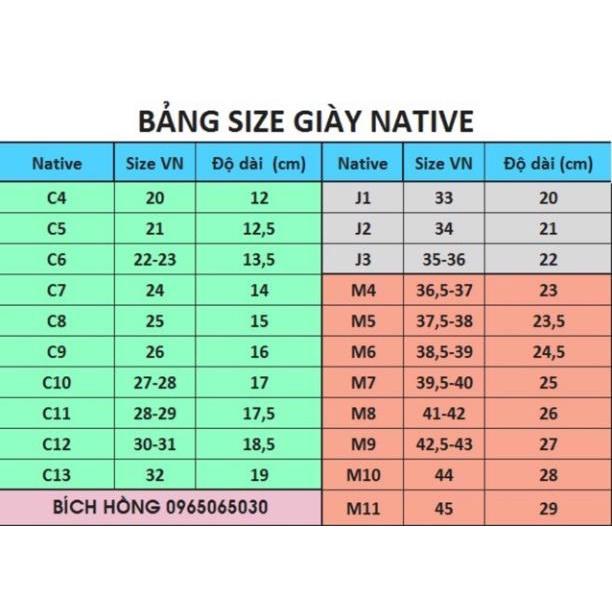 Giầy hàng chất lượng cao Giày Native Xuất xịn size 22-36