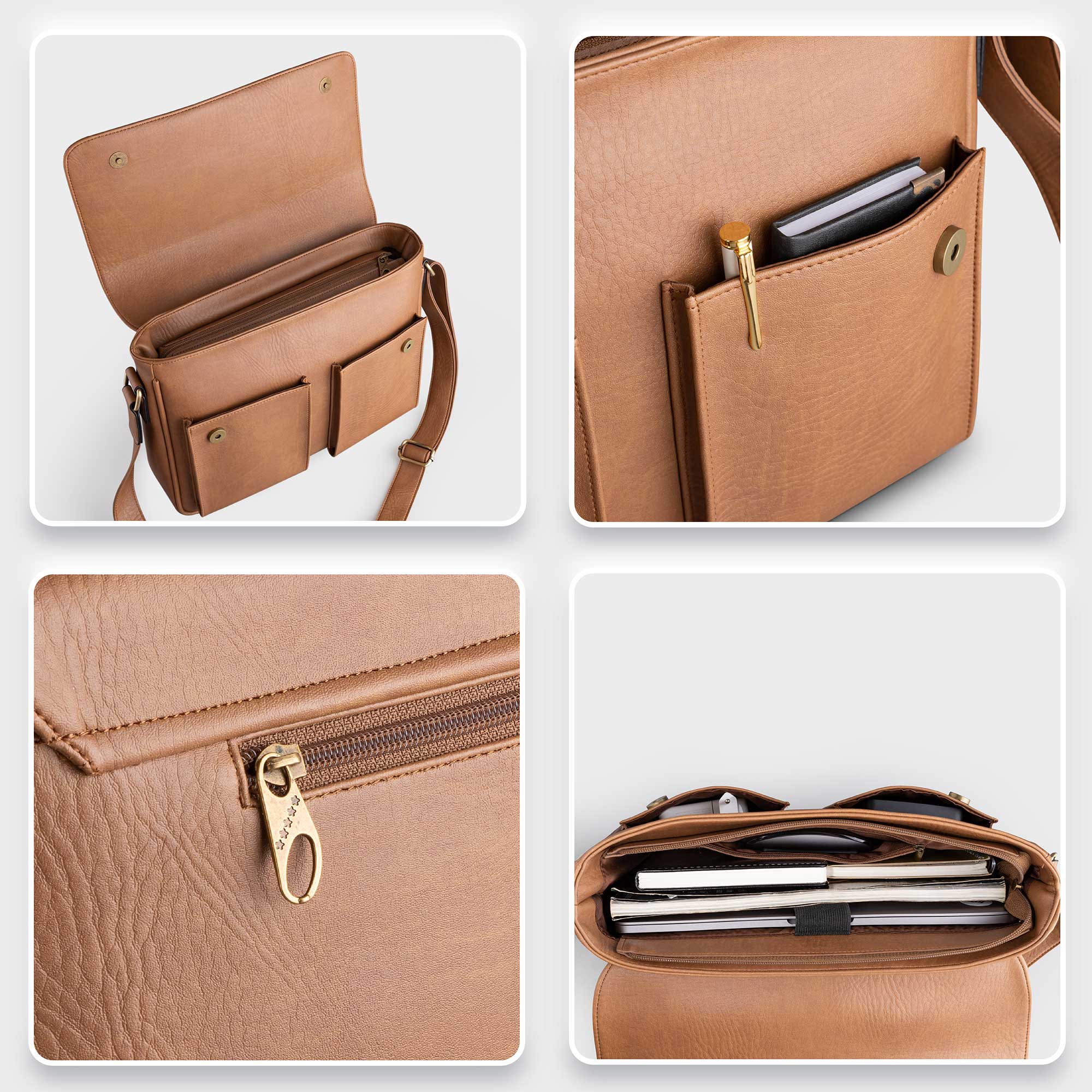 Túi Trita ( Thời trang nam dáng ngang phối ngăn đôi - Túi đeo chéo da RTN6 )