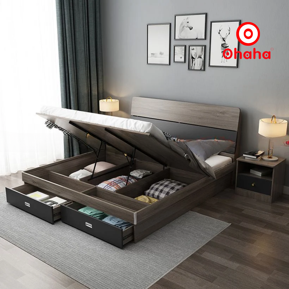 GIƯỜNG NGỦ GỖ CÔNG NGHIỆP CAO CẤP OHAHA - GC011