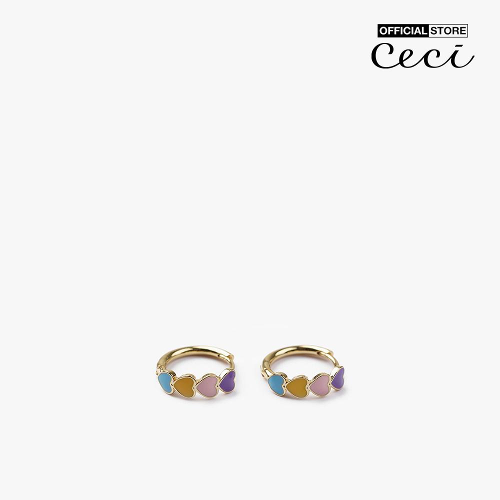 CECI - Khuyên tai nữ khoen tròn phối mặt trái tim nhiều màu CC1-07000102-27