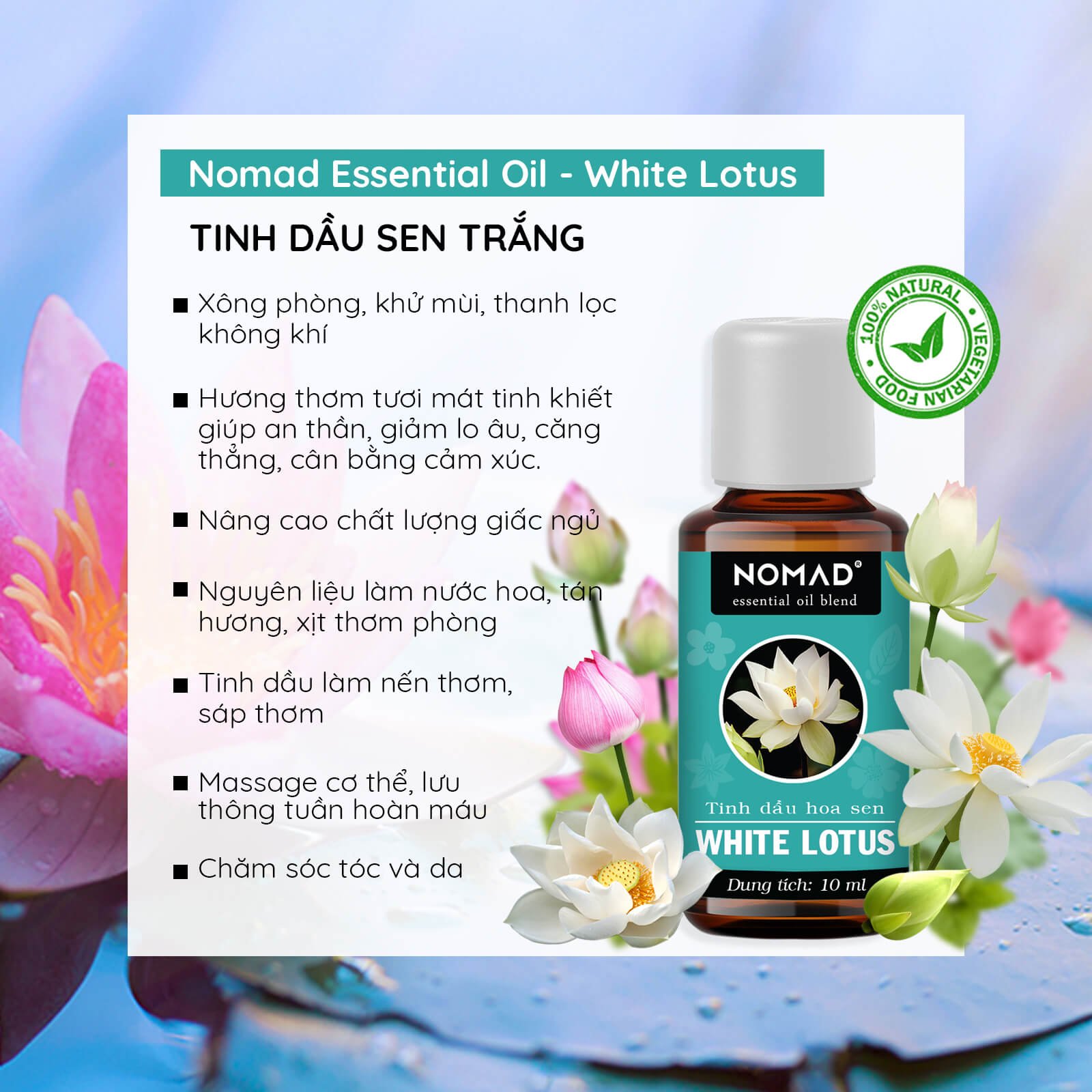 Tinh Dầu Sen Trắng Nomad White Lotus Essential Oil Blend