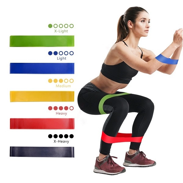 Hình ảnh Bộ 5 dây kháng lực đàn hồi Mini band chịu lực tốt dầy dặn hỗ trợ tập Yoga tập Gym giúp mông đùi săn chắc 