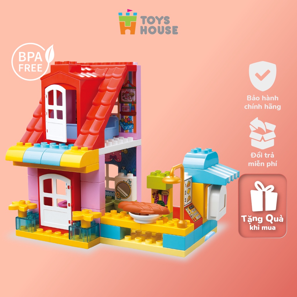 Bộ đồ chơi lắp ghép smoneo duplo cho bé cho bé Cửa hàng thức ăn nhanh vui vẻ 68 chi tiết Toyshouse - 55001