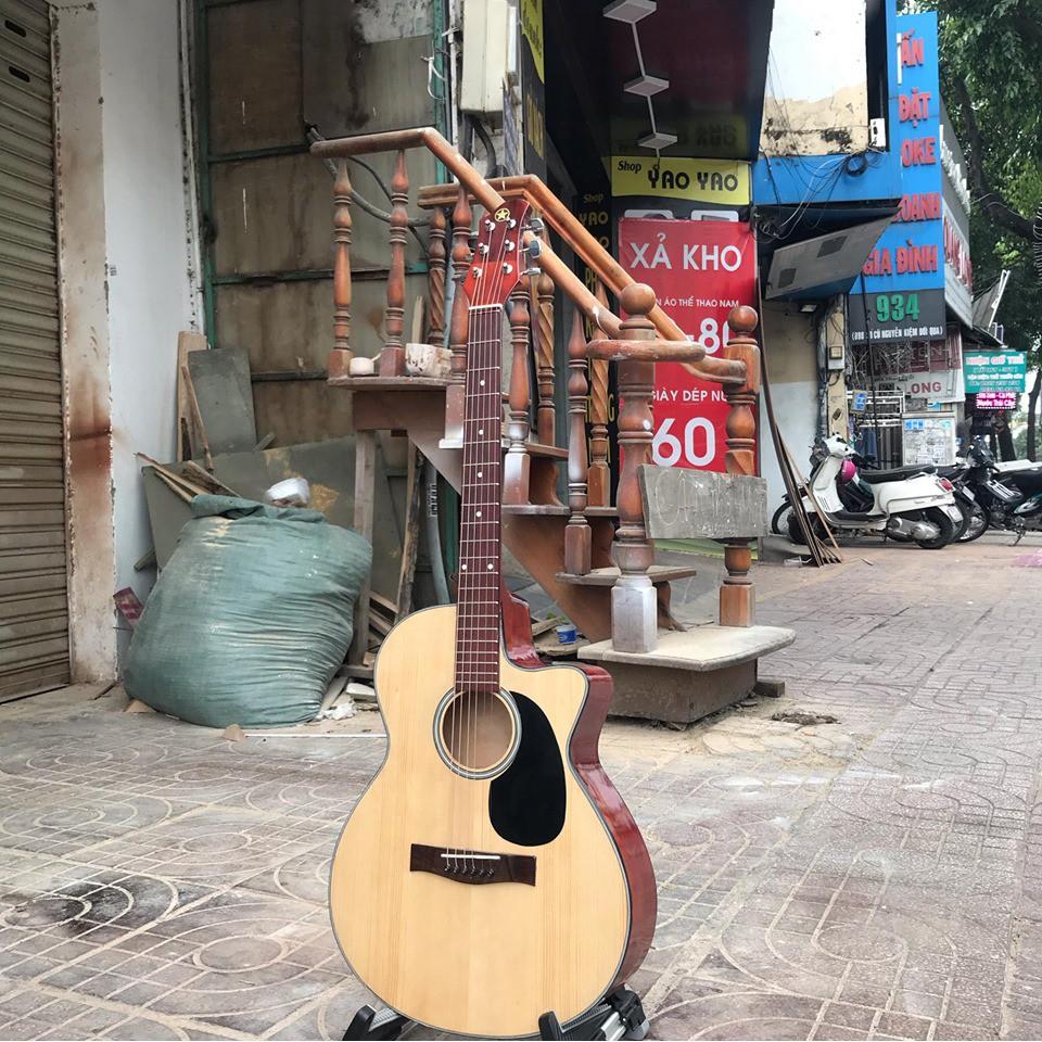 Đàn guitar Việt nam mặt gỗ tự nhiên,guitar E-75Sv cho người mới chơi
