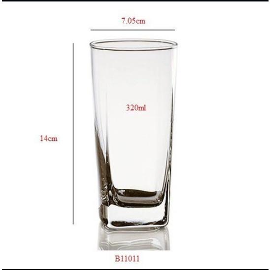 Hộp 6 Ly Thủy Tinh Ocean Vuông Plaza Long Drink 320ml