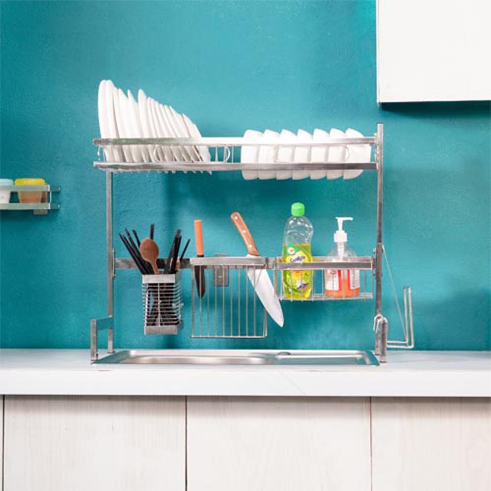 Kệ chén bát đa năng 1 tầng 66 cm dành cho bồn đơn Foodcom bằng inox cao cấp không gỉ, giá để bát trên bồn rửa ráo nước cho nhà bếp sạch sẽ