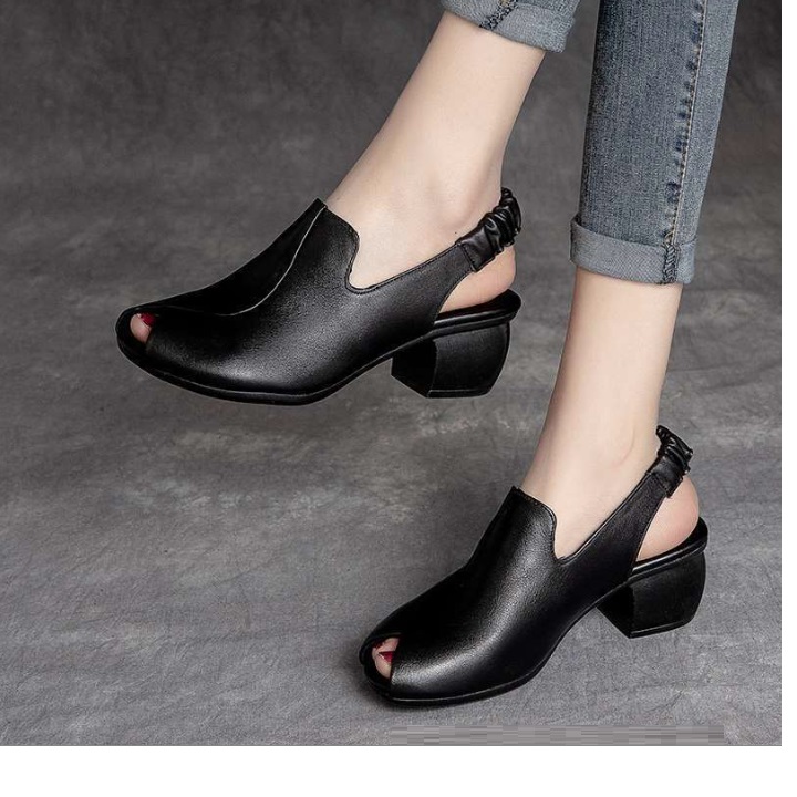 Giày Sandal đế vuông 5 phân dây hậu có chun S180 giày trung niên, giày nữ văn phòng