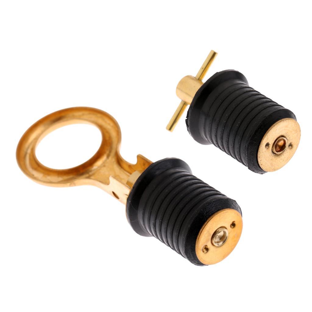 2 x Rubber Brass Twist/ Boat Hull Baitwell  Hull Drain Plug