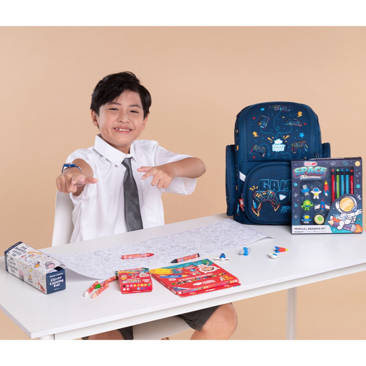 Đồ Chơi Sách Tô Màu Dạng Cuộn - Dinosaur &amp; Safari CLEVER HIPPO CR04
