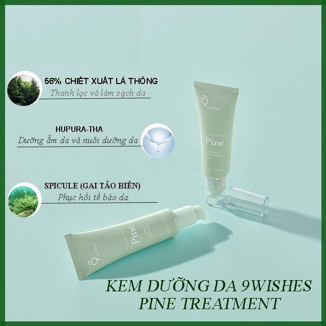 Kem Dưỡng Ẩm, Thu Nhỏ Lỗ Chân Lông Và Phục Hồi Da 9 Wishes Pine Clear Recovery Treatment Cream 50ml