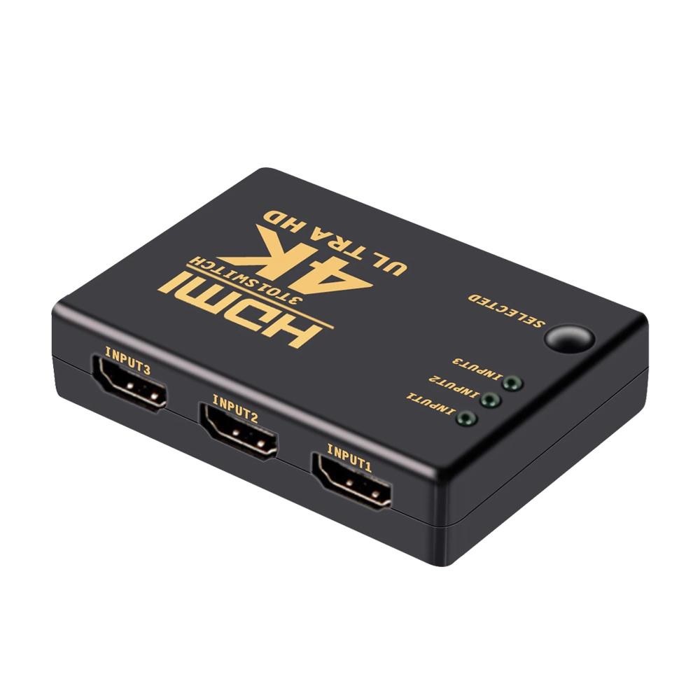 Bộ gộp HDMI 3 vào 1 ra Hỗ trợ 4K, 2K, HD 1080, HD 720 - Kèm điều khiển từ xa