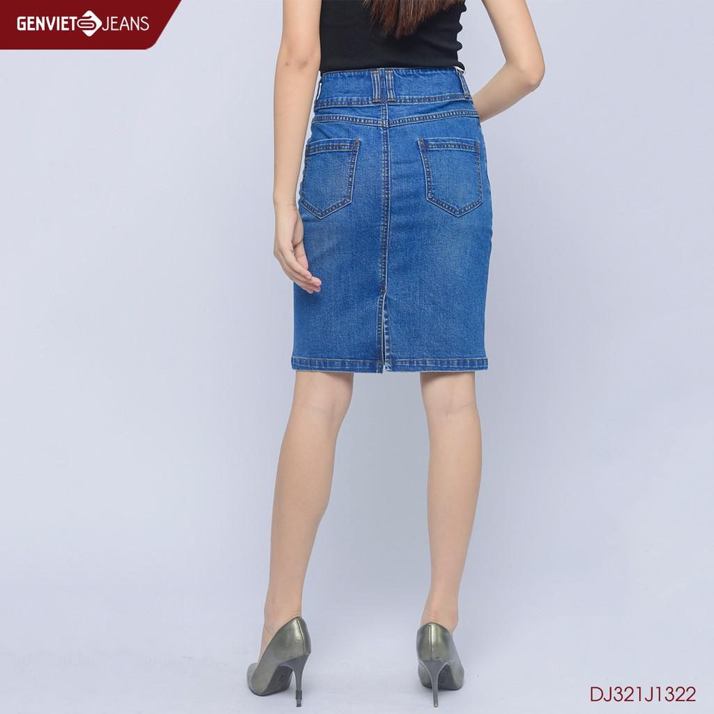 Chân váy jeans nữ DJ321J1322 GENVIET JEANS