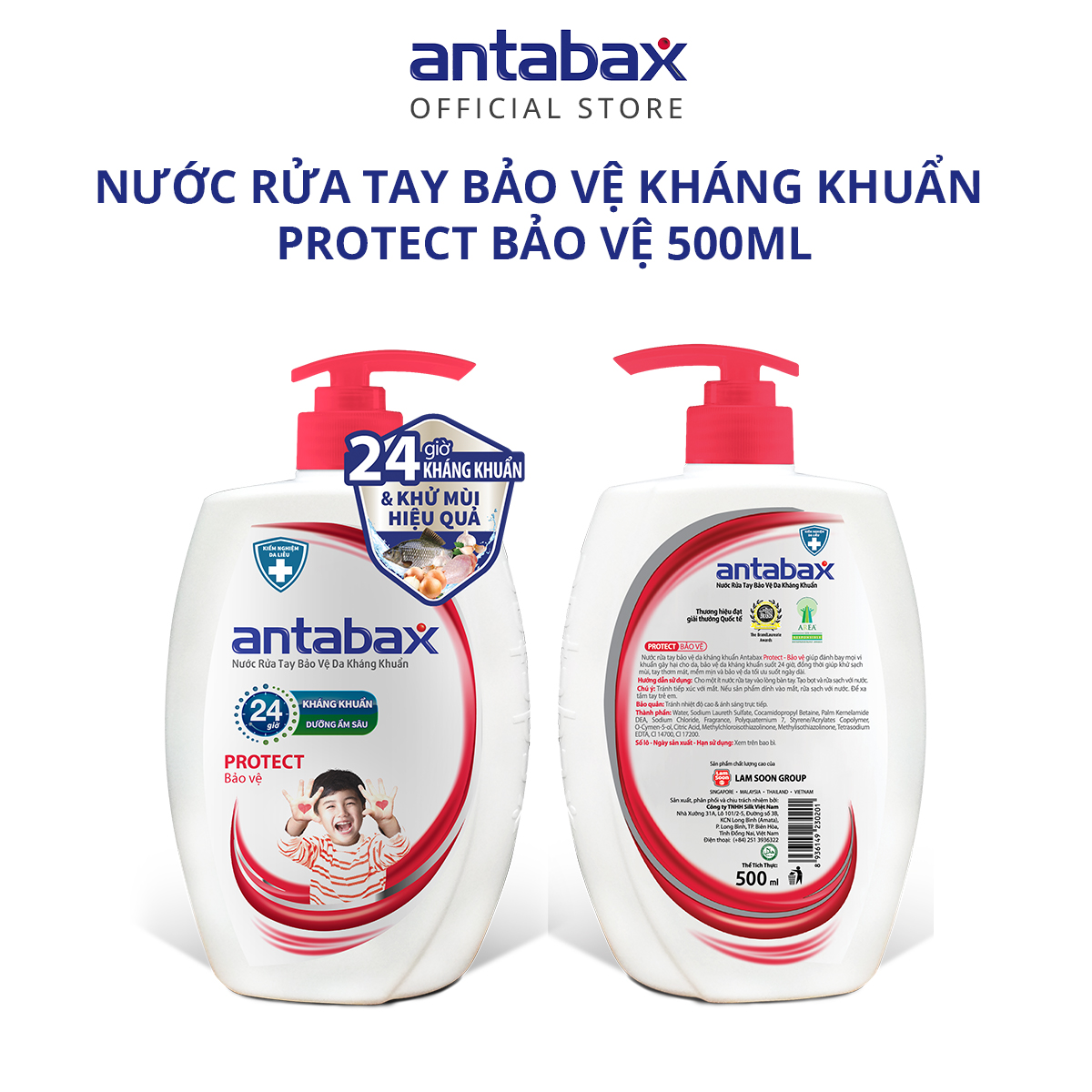 Nước Rửa Tay Bảo Vệ Da Kháng Khuẩn Antabax Protect Bảo Vệ 500ml