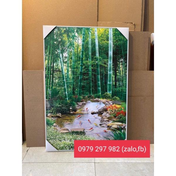 Tranh canvas 60x90 trúc bình an kèm khung nhựa composite 2cm khách có thể thay đổi màu khung và kích thước