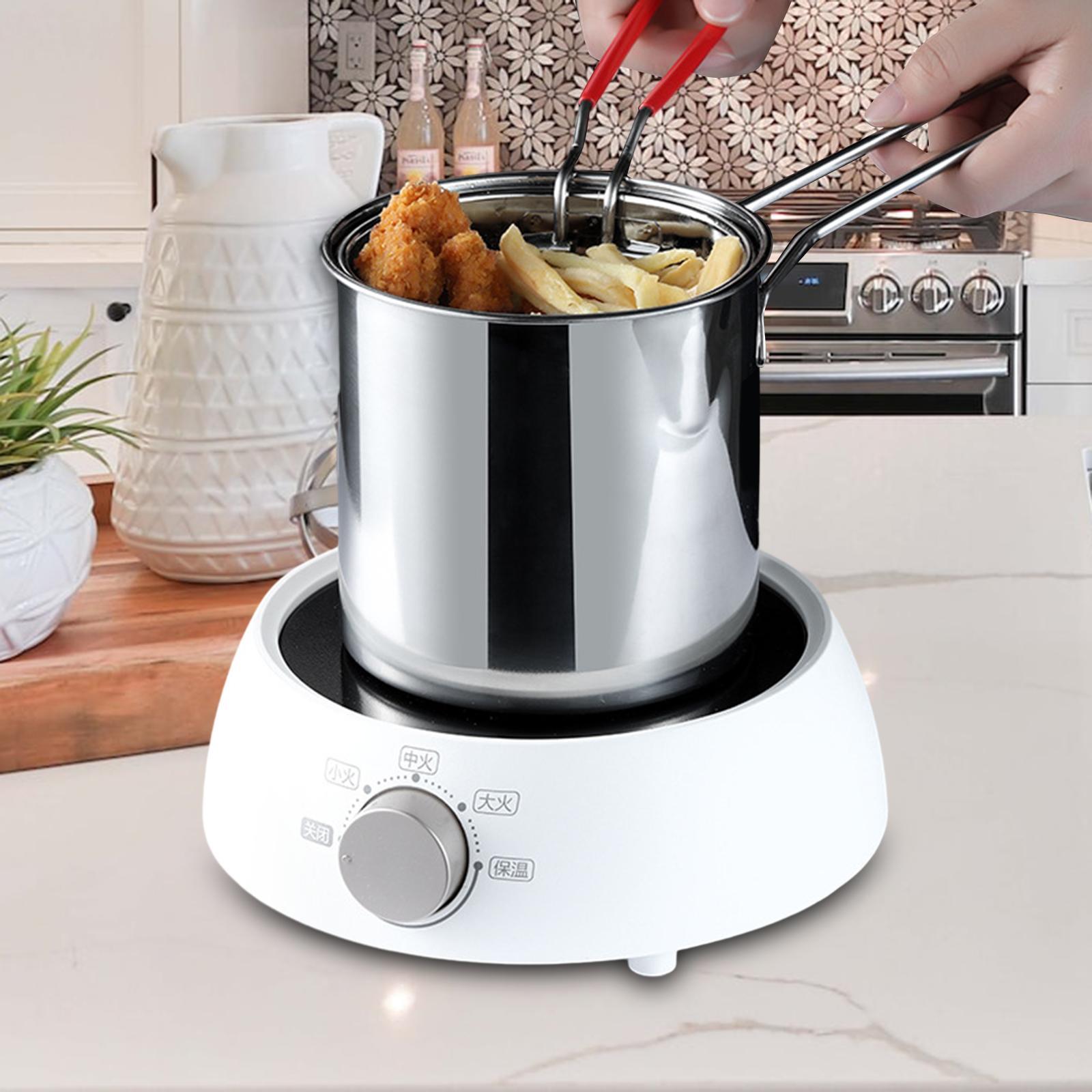 Mini Stainless Steel Deep Fry Pot with Strainer Basket Rustproof Frying Pan