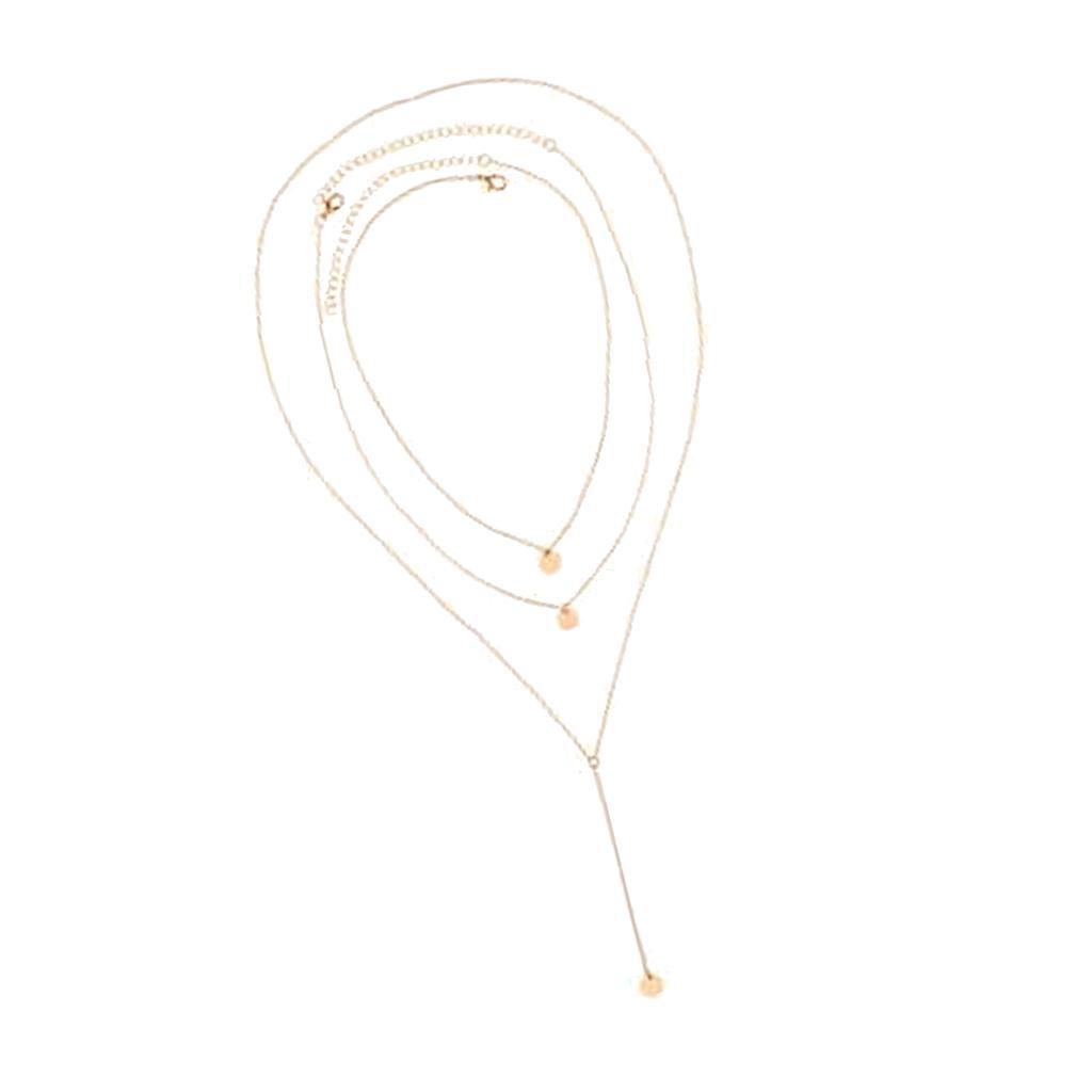 Sequin Pendant Mini Disc Choker Chain Layers Clavicle Necklace