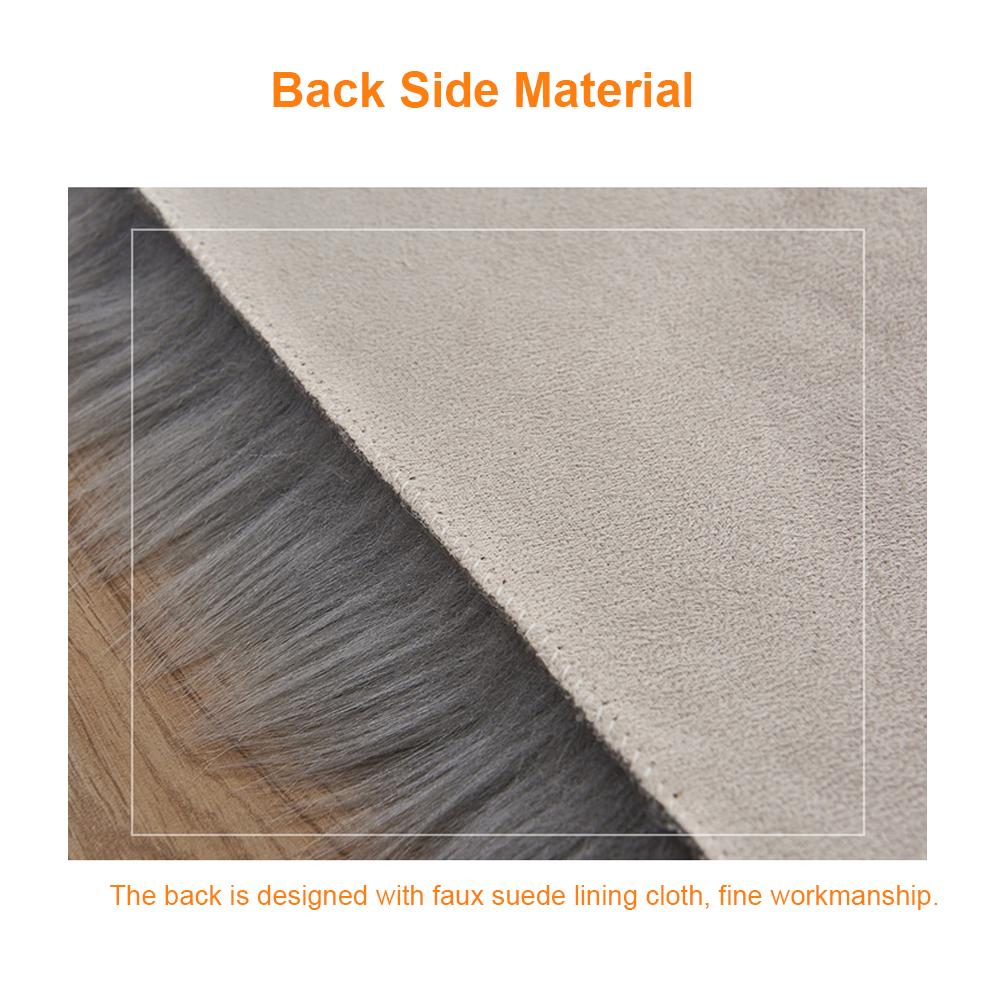 Tấm thảm len dài sang trọng cho phòng khách, phòng ngủ lông mịn siêu mềm hình chữ nhật giả da cừu-Màu xám đen-Size
