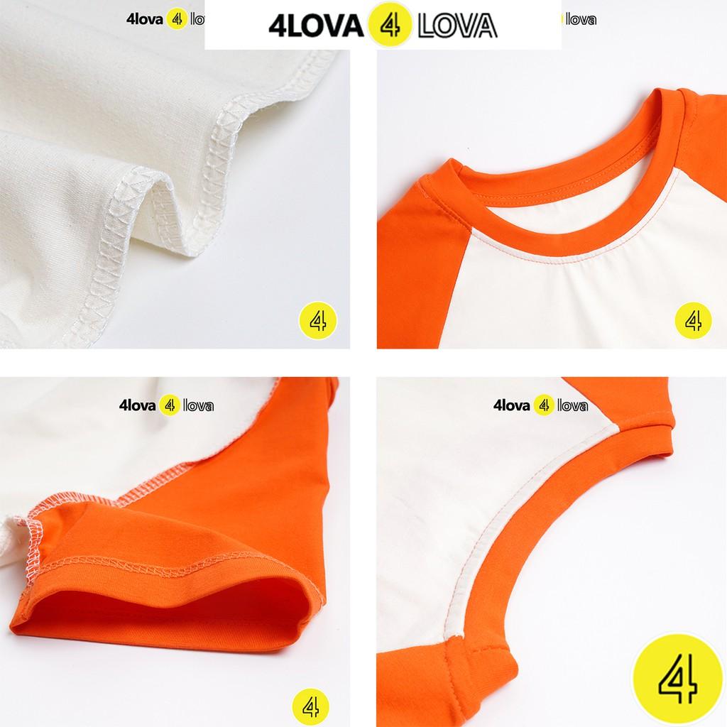Bộ quần áo cộc tay phối màu tay cho bé 4LOVA mùa hè chính hãng từ 8 - 44kg