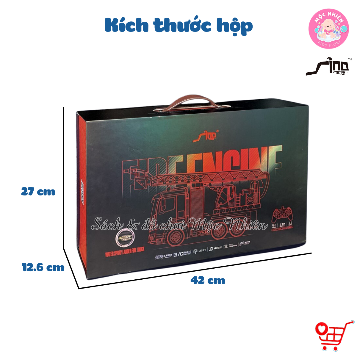 Đồ chơi xe điều khiển từ xa 1:12 - Xe cứu hỏa có đèn, nhạc và phun nước thật - SINO HJ8002-1