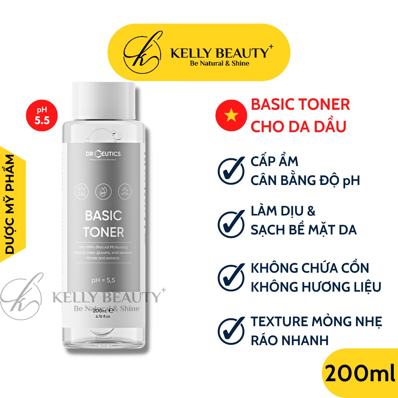 Basic Toner DrCeutics - Cân Bằng Độ pH, Cấp Ẩm Làm Dịu Làn Da | Kelly Beauty