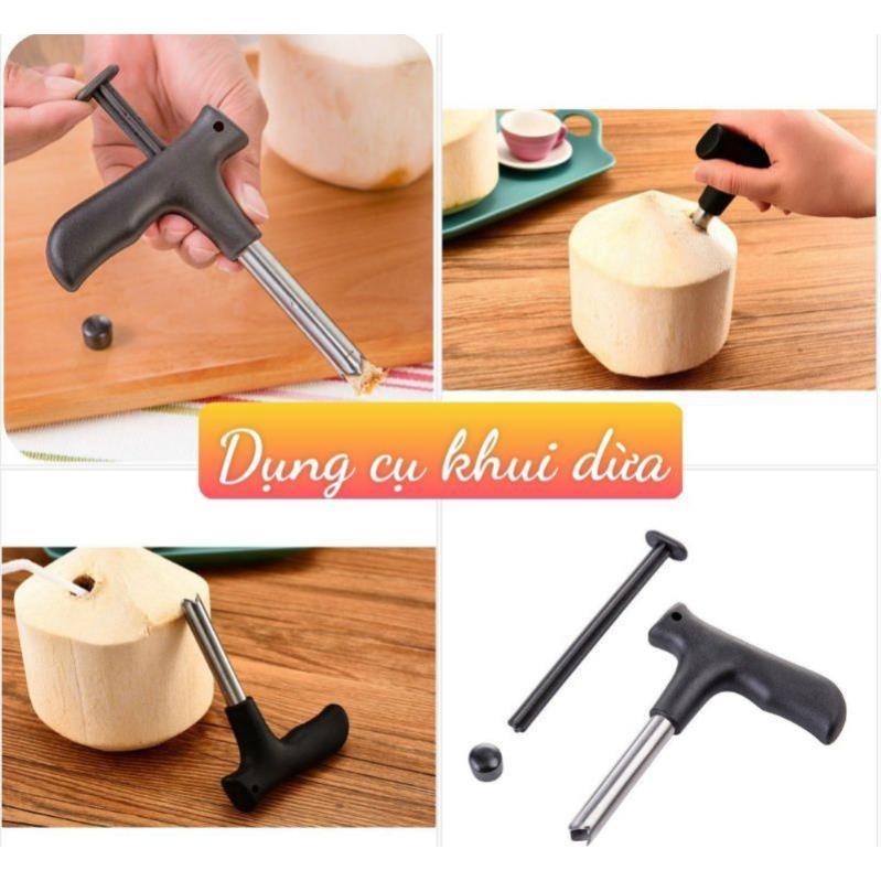 Dụng Cụ Khui Dừa lấy nước bằng tay Nhanh/Cây đục lỗ quả dừa siêu tốc chất liệu thép không gỉ inox an toàn và tiện dụng