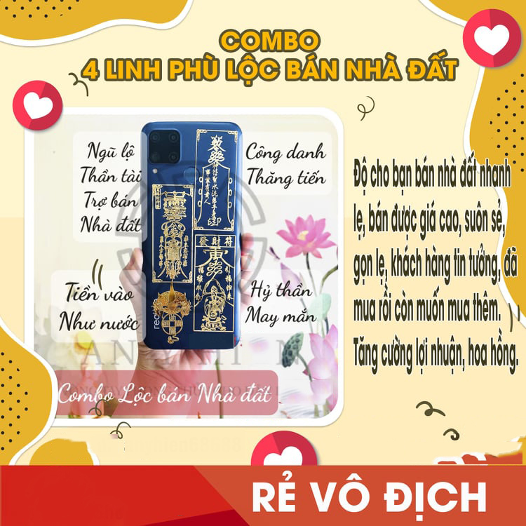 Linh phù lộc bán nhà đất dành cho các bạn bds NGŨ LỘ+TIỀN VÔ+CÔNG DANH+HỶ THẦN TÀI đem lại may mắn, dán điện thoại, laptop