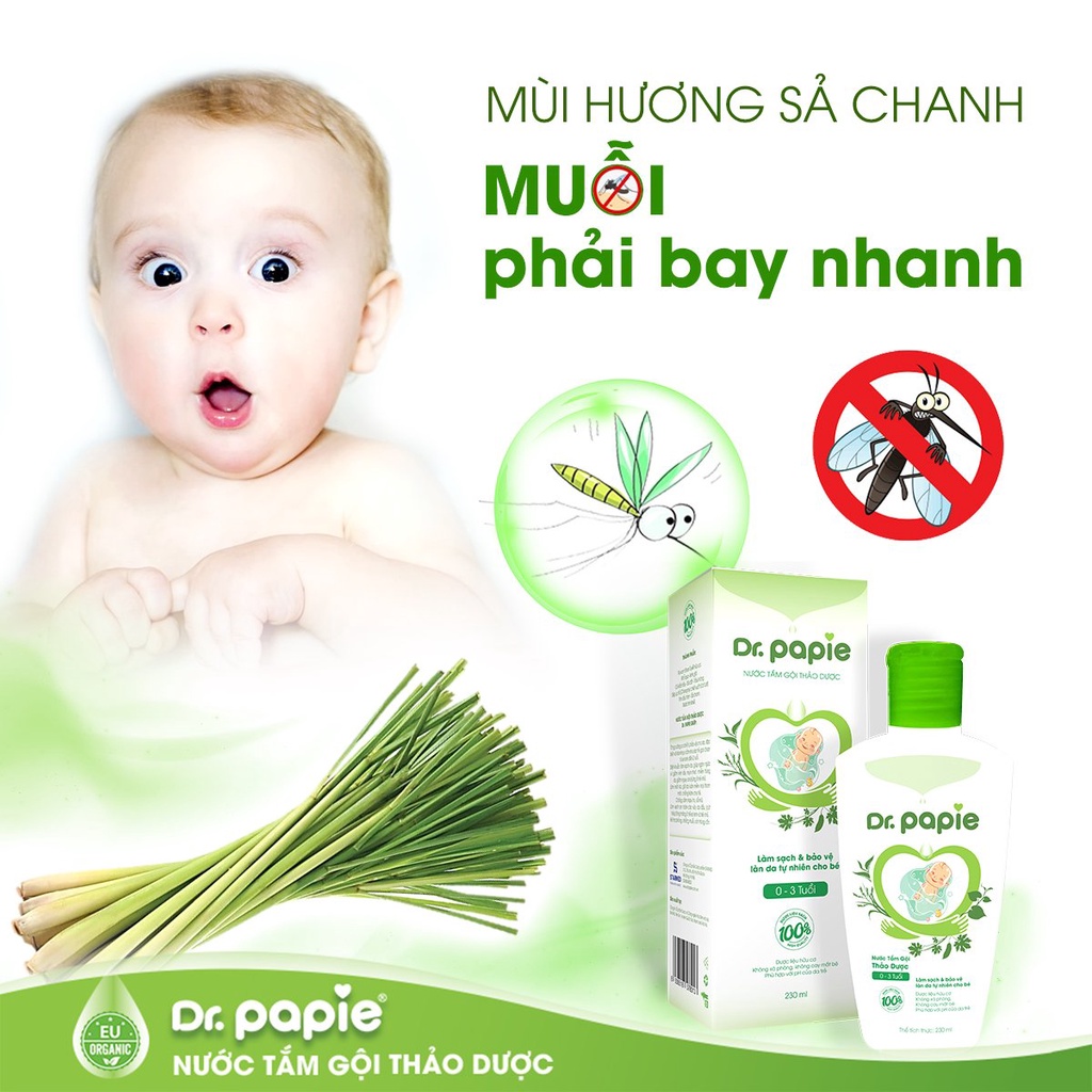 Combo 3 Lọ Nước Tắm Thảo Dược Dr.Papie Cho Bé Giúp Ngăn Ngừa Và Giảm Các Vấn Đề Về Da