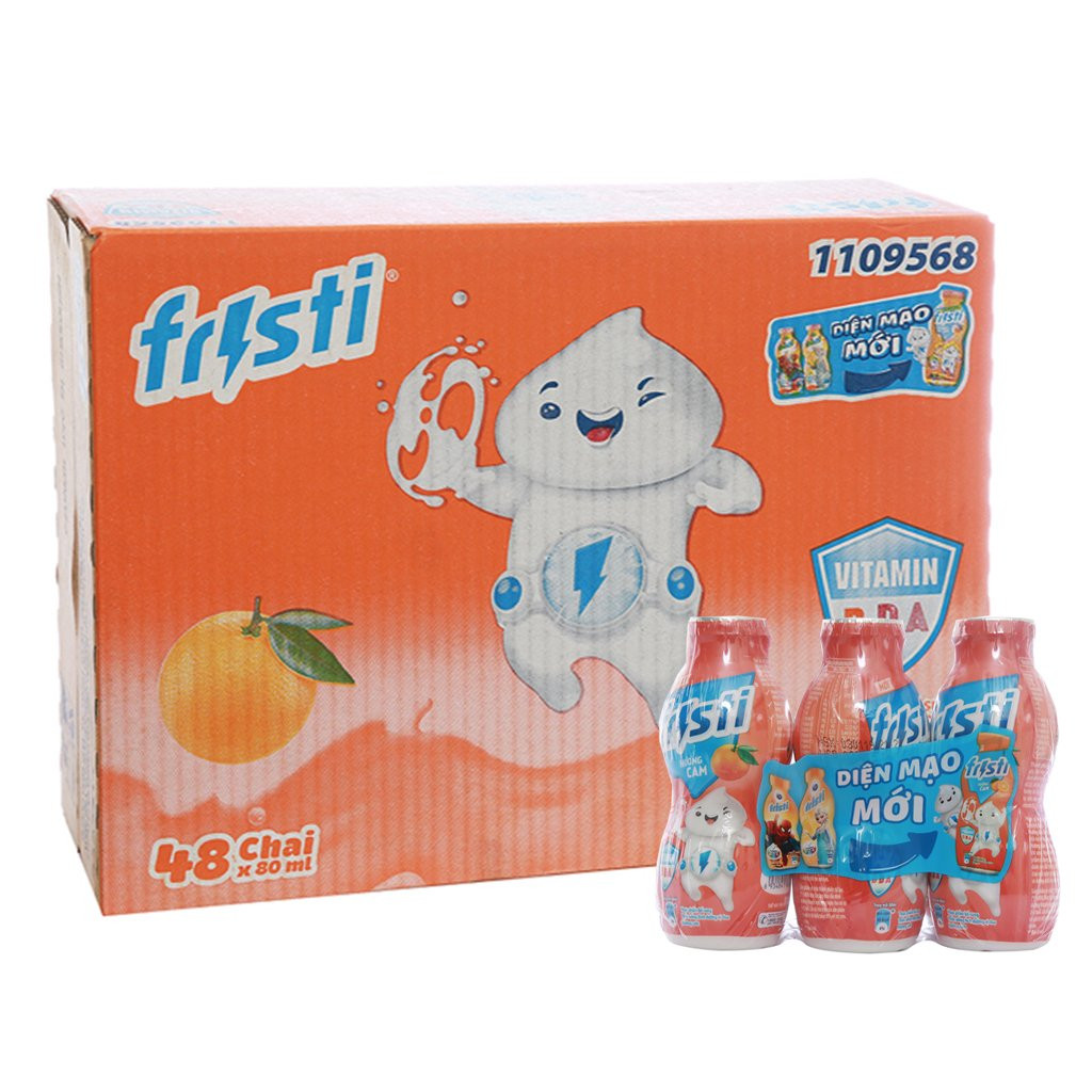 Tặng 1 Balo fristi - Combo 3 Thùng Sữa Chua Uống Fristi Hương Cam - 48 Chai 80ml