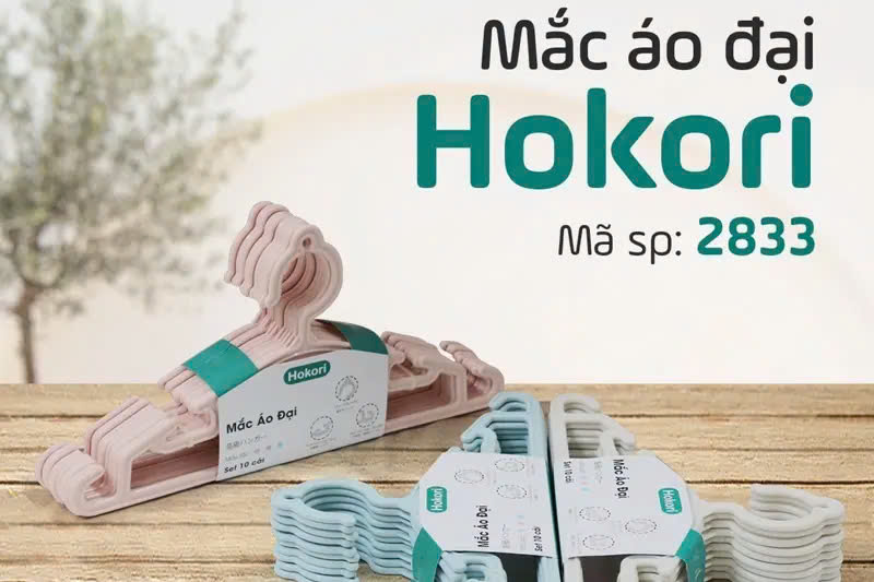 Set 10 Móc Treo Quần Áo Đại Hokori 2833, Mắc quần áo người lớn nhựa Việt Nhật cao cấp
