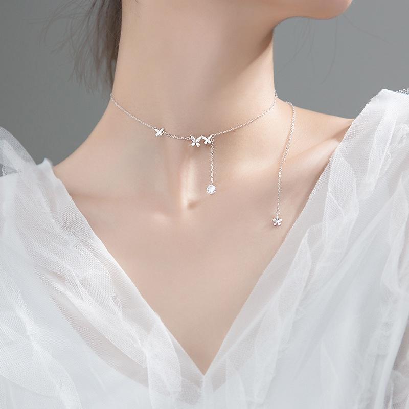 Dây Chuyền Bạc Blue Peach Butterfly DC591