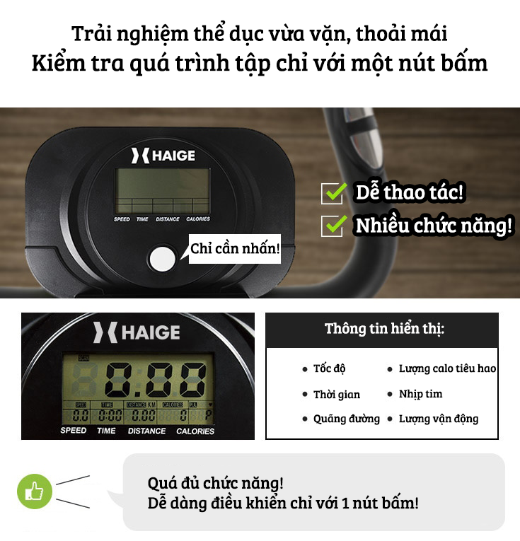 Xe đạp thể thao tại nhà gấp gọn 10 cấp độ kháng lực cảm biến nhịp tim hoạt động êm ái tải trọng 120kg
